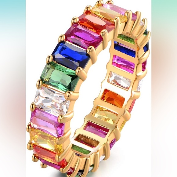 Colorful Gemstone 14kt gold plated over sterling size 7 Ring - Picture 4 of 4